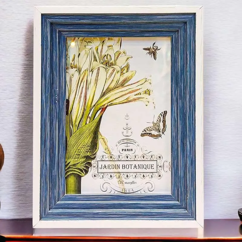 Log Love Wooden Table Photo Frame - Blue & White media 1