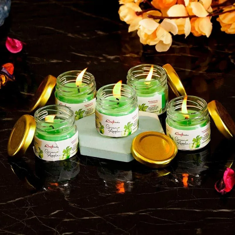 Vespera Green Apple Scented Candle - Set Of Five media 4