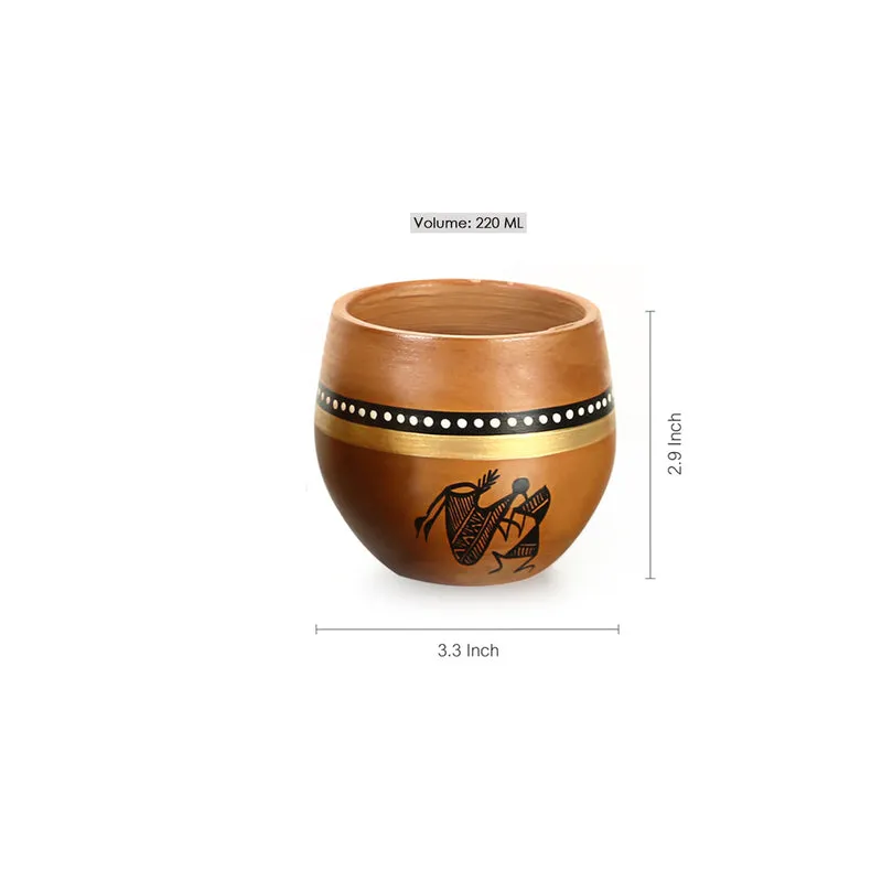 Warli Mesmerize Handpainted Kulhad (220 ML) - Set Of Four media 6