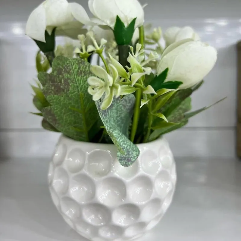 Faux Rosette Artificial Flower With Ceramic Pot media 7