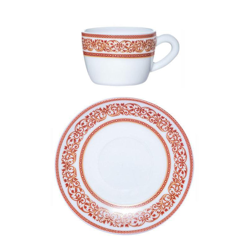 Cello Aari Ethnic Red Cup & Saucer (130 ML) - Twelve Piece Set media 5