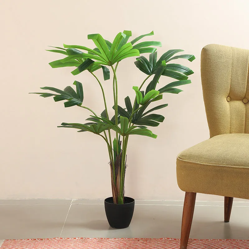 Foli Artificial Rhapis Palm With Black Plastic Pot - 4 Feet media 3