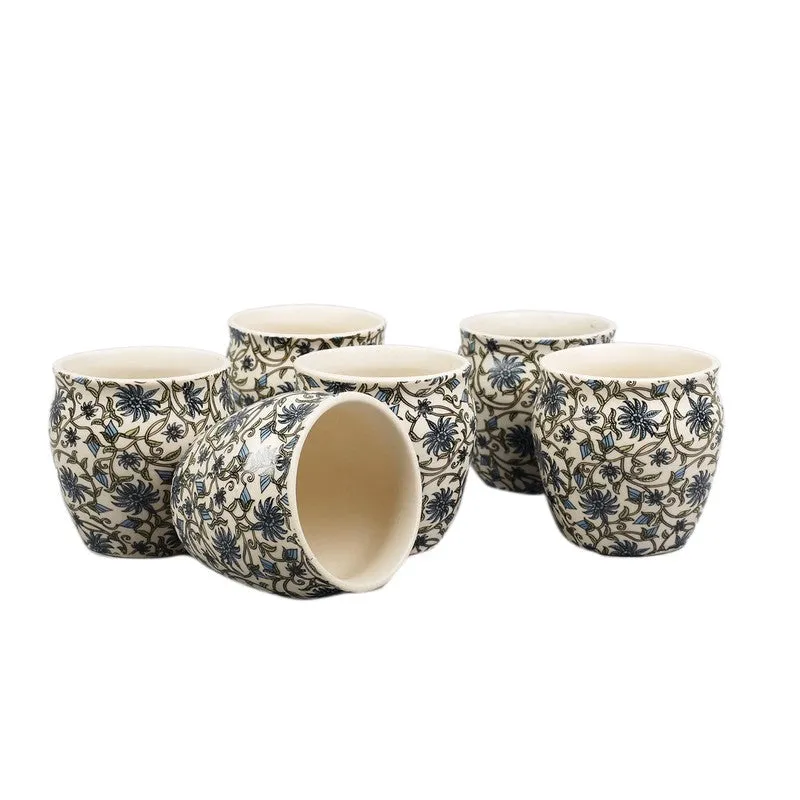 Midnight Blue Dotted Stoneware Kulhad(190 ml) - Set Of Six media 4
