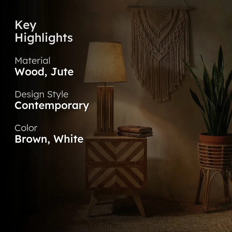 Ivory Beam Wooden Table Lamp media 2