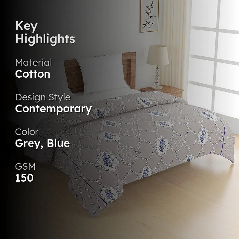Swayam Rose Grove Cotton Comforter (Grey) - 150 GSM media 2