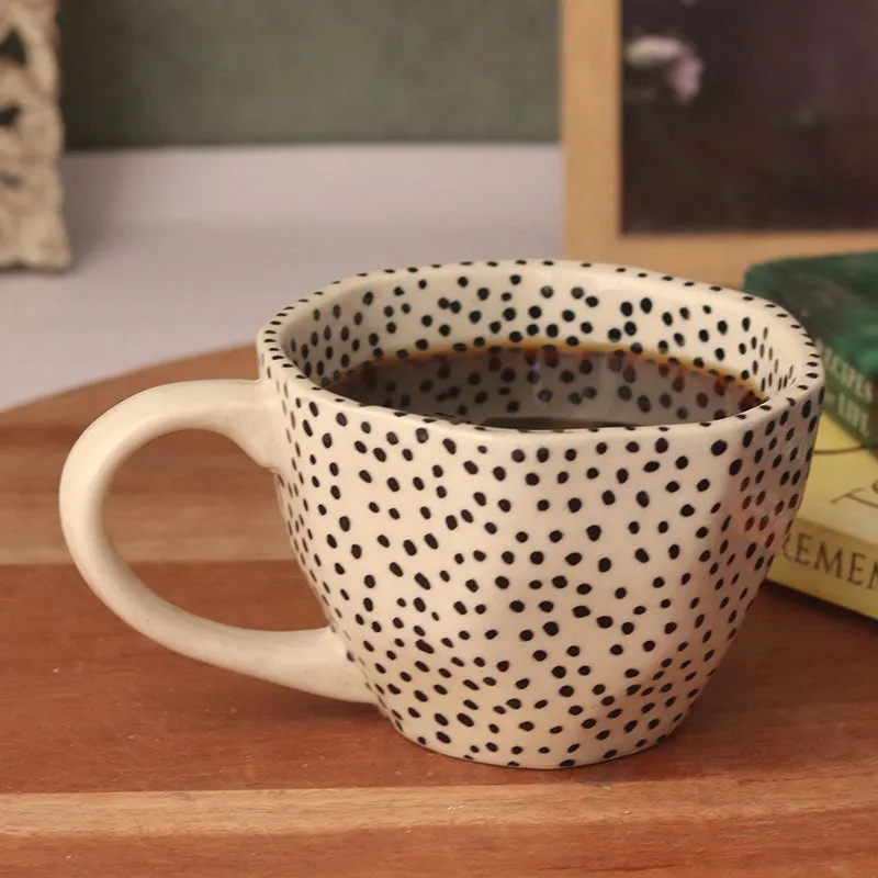Polka Ceramic Tea Cup (230 mL)/White,Black) media 6