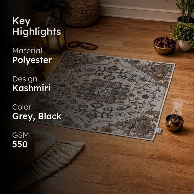 Barakah Ethnic Prayer Mat (Grey) - 550 GSM media 2