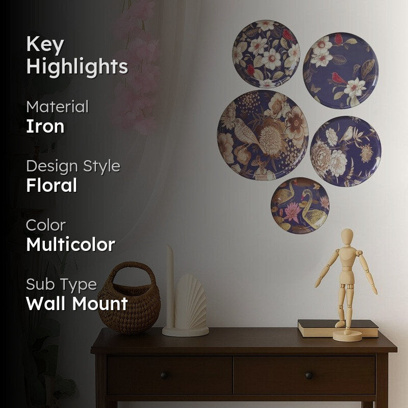 Oriental Blooms Wall Plate - Set Of Five media 2