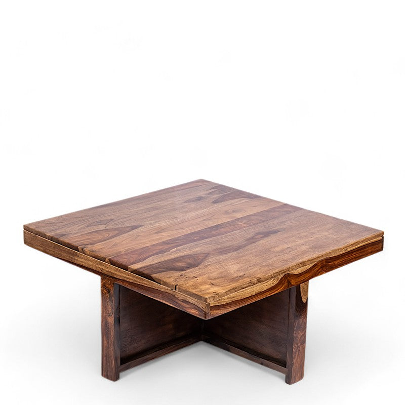 Evrino Sheesham Wooden Center Table with Stools and Cushions (Brown,Beige) - Nine Piece Set media 7
