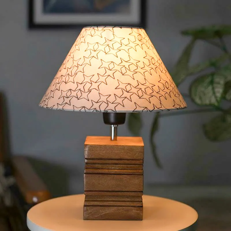Starry Cube Fabric Table Lamp - White,Brown media 1