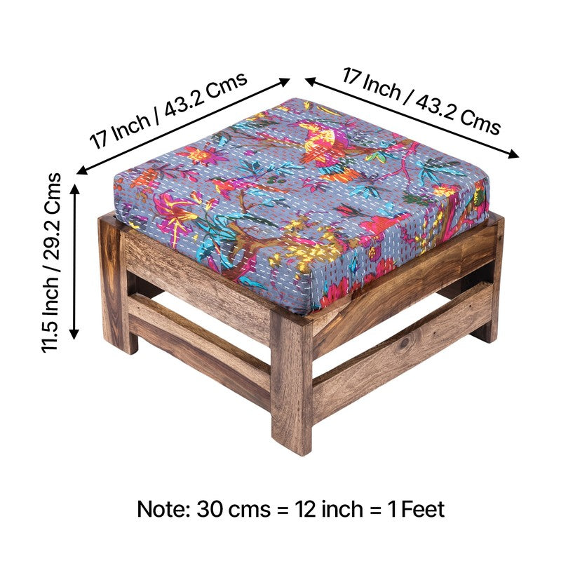 Lexon Sheesham Wooden Bench with Stool (Grey) - Two Piece Set media 11