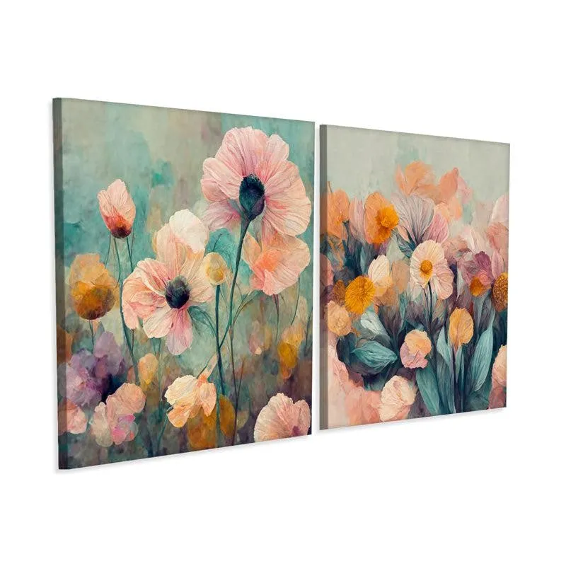 Blushing Skies Canvas Wall Painting - Set Of Two media 4