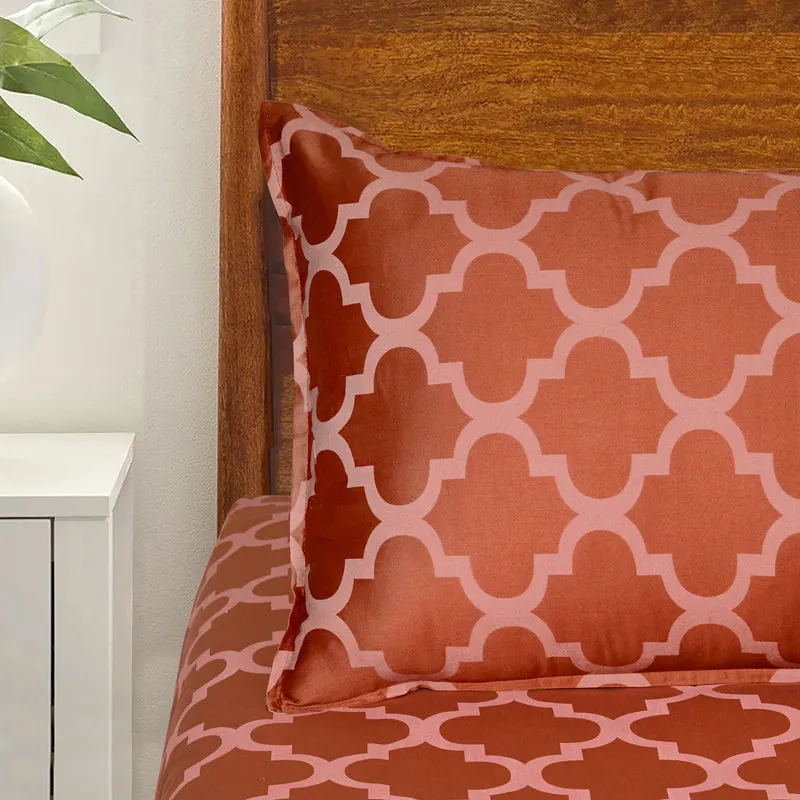 Saral Home Tangier Cotton Bedsheet (Rust) - 300 TC media 3
