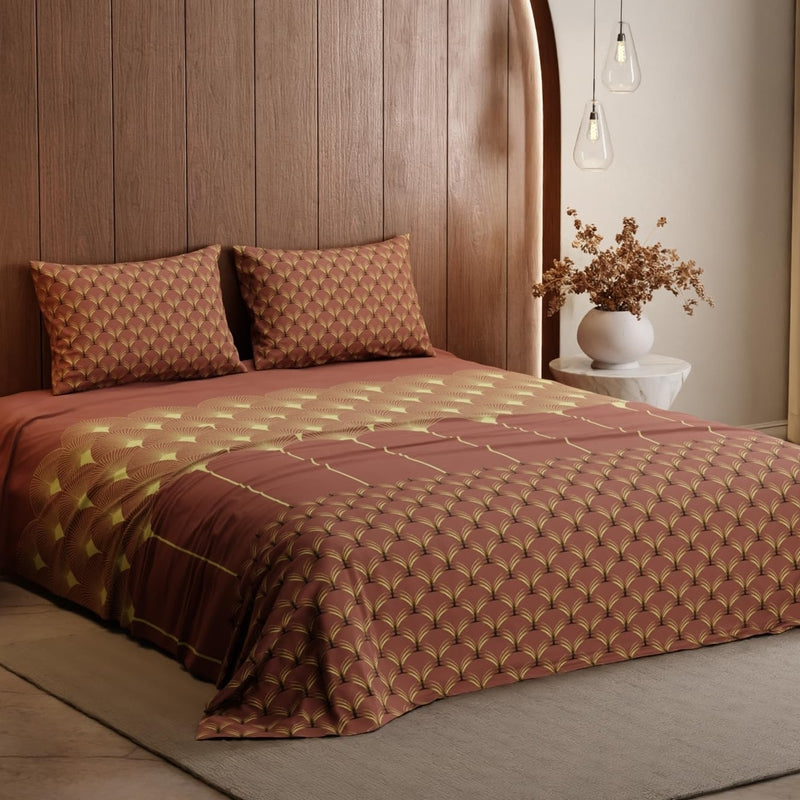 Lumiere Pure Cotton Bedsheets (Orange) - 240 TC