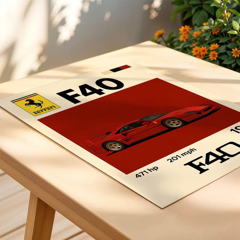 Ferrari F40 Classic Wall Poster media 4