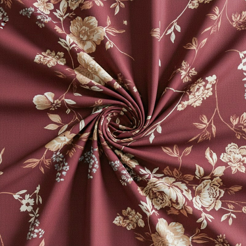 Layla Floral Neon Print Cotton Bedsheet (Maroon) - 144 TC media 5
