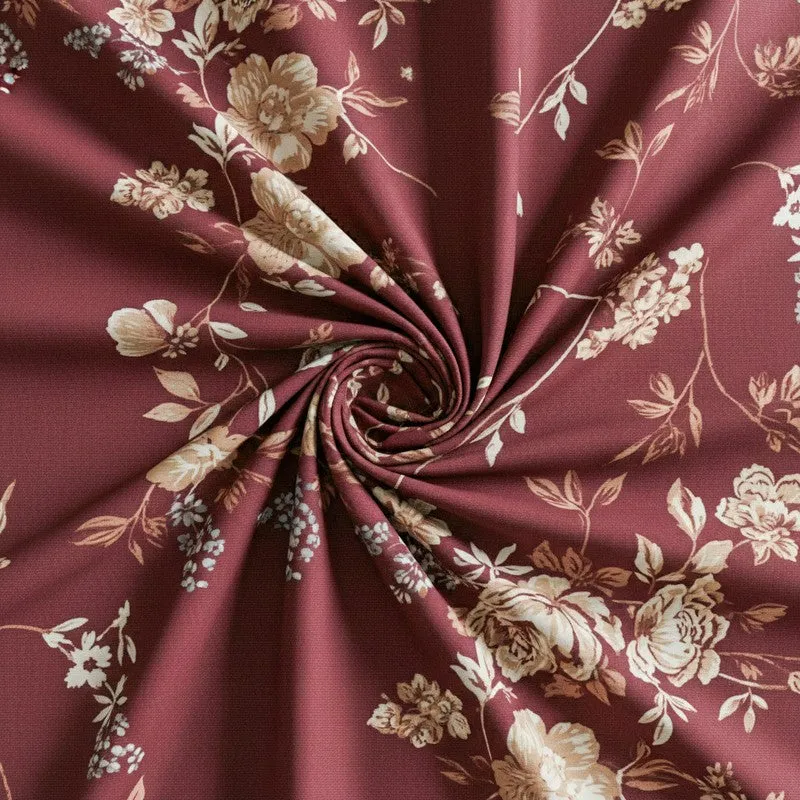Layla Floral Neon Print Cotton Bedsheet (Maroon) - 144 TC media 5
