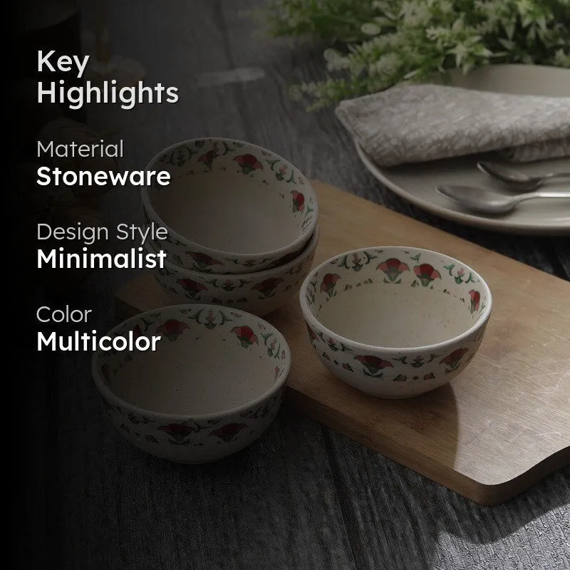 Rosette Multicolor Stoneware Serving Bowls (260 mL) - Set Of Four media 2
