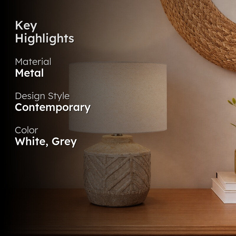 AarviDecor Aurelia Designer Stone Table Lamp - White media 2