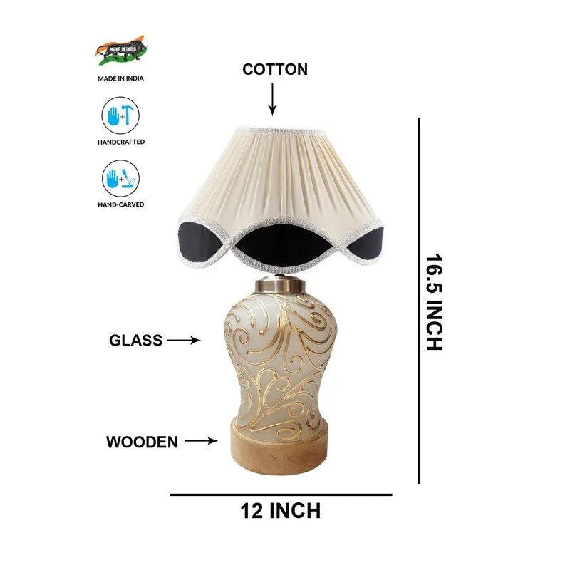 Lumithra Arc Pleated Wooden Table Lamp - OffWhite media 7