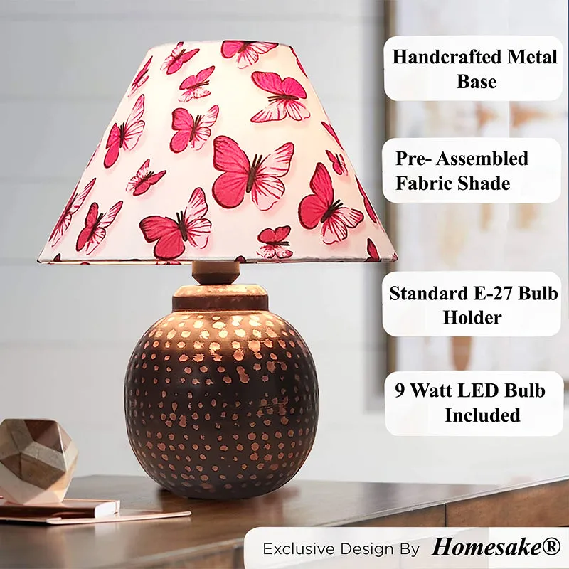 Mariposa Metal Fabric Table Lamp - Pink,Brown media 4