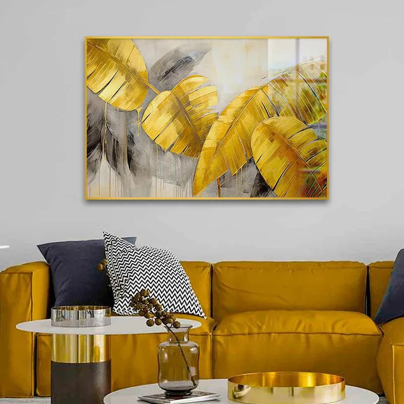 Leaf of Luxury Floral Canvas Wall Art With Frame - Gold media 1