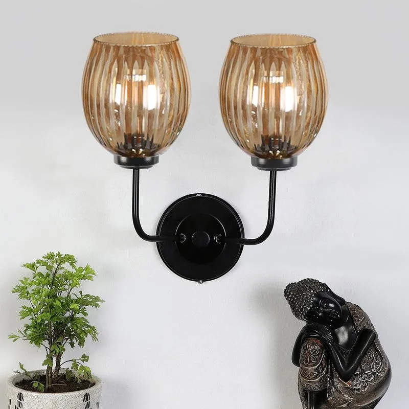 Golden Glow Dual Shade Glass Wall Lamp media 3