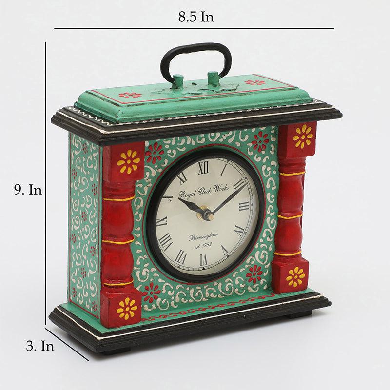 Adviya Handpainted Silent Table Clock - Light Green media 7