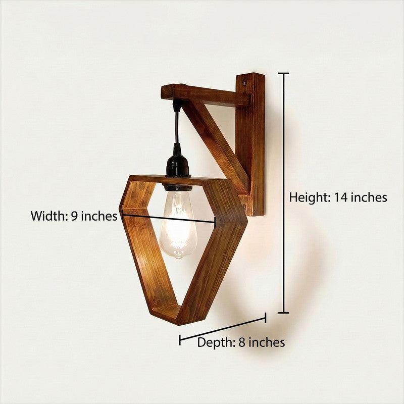 GeoHeart Wooden Wall Lamp - Brown media 9