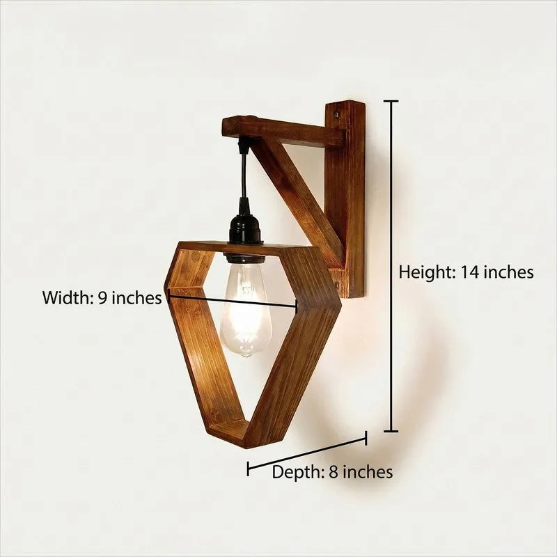 GeoHeart Wooden Wall Lamp - Brown media 9