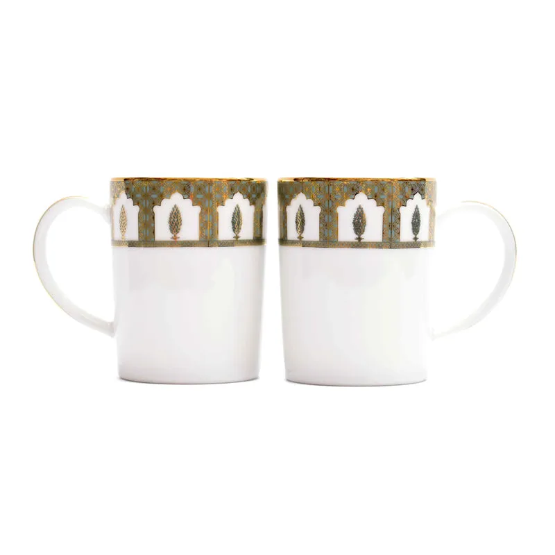 Gilded Chinar Slim 24k Gold Brushed Porcelain Coffee Mug (280 mL Each) - Set Of Six media 4