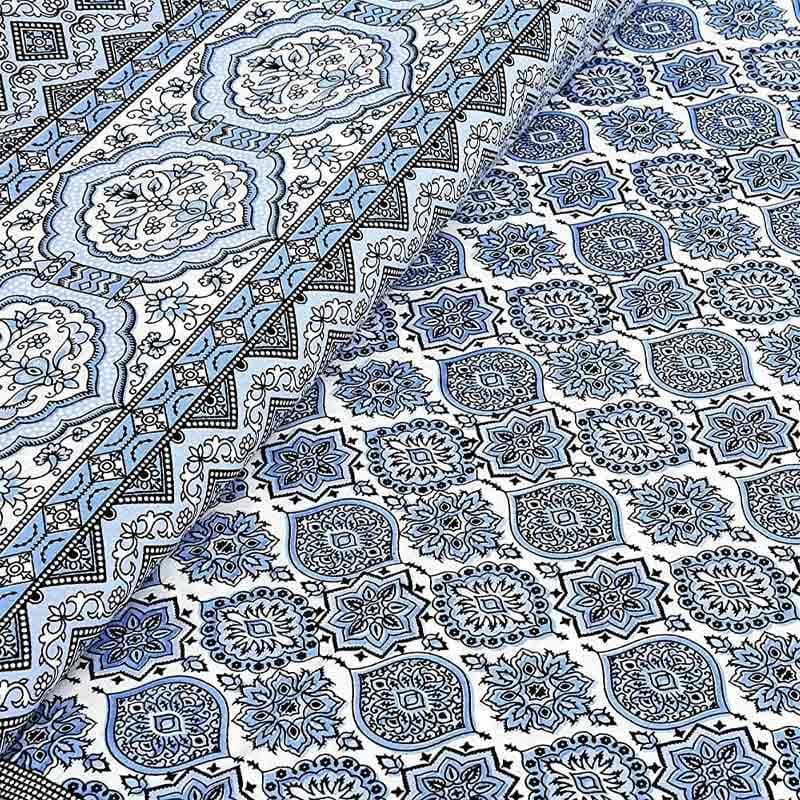Neelambari Jaipuri Cotton Bedsheet (Blue) - 144 TC image 5