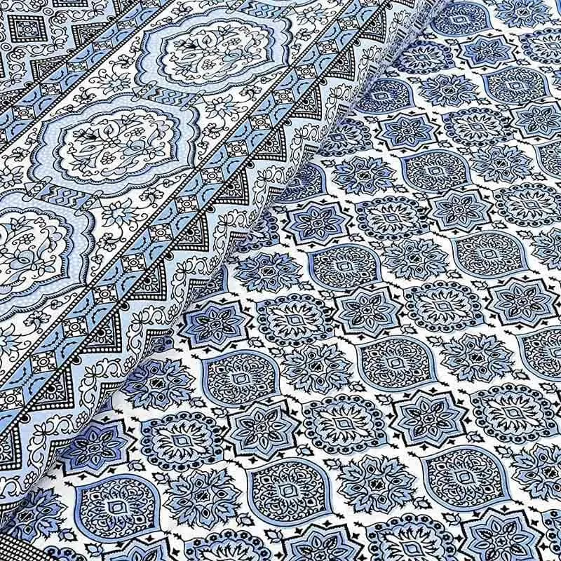 Neelambari Jaipuri Cotton Bedsheet (Blue) - 144 TC media 5