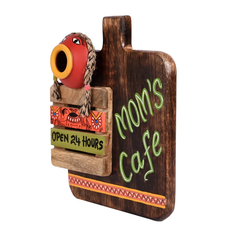 Moms Cafe Ethnic Handcrafted Wooden Wall Accent media 4