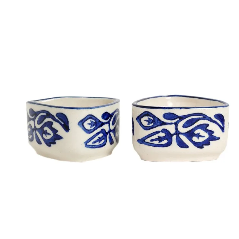 Dippure Ceramic Dip Bowls (Blue,White ,40 mL Each) - Set Of Two media 3