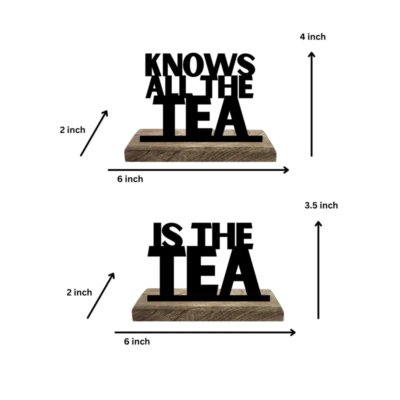 Knows All The Tea Typography Showpiece - Set Of Two media 5