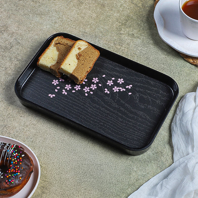 Bivaro Melamine Serving Tray - Black & Lavender