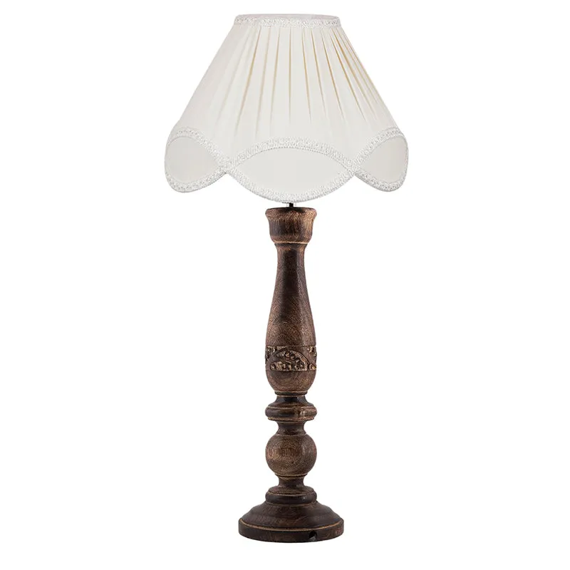 Nihara Wave Wooden Fabric Table Lamp - White,Brown media 3
