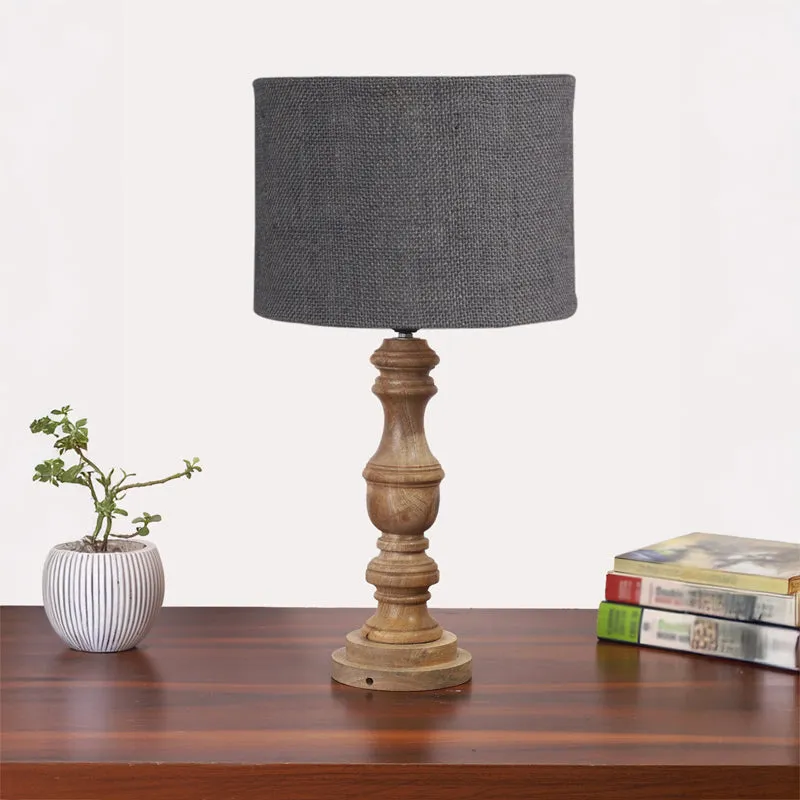 Sienna I Carve Wooden Table Lamp - Grey,Brown media 3