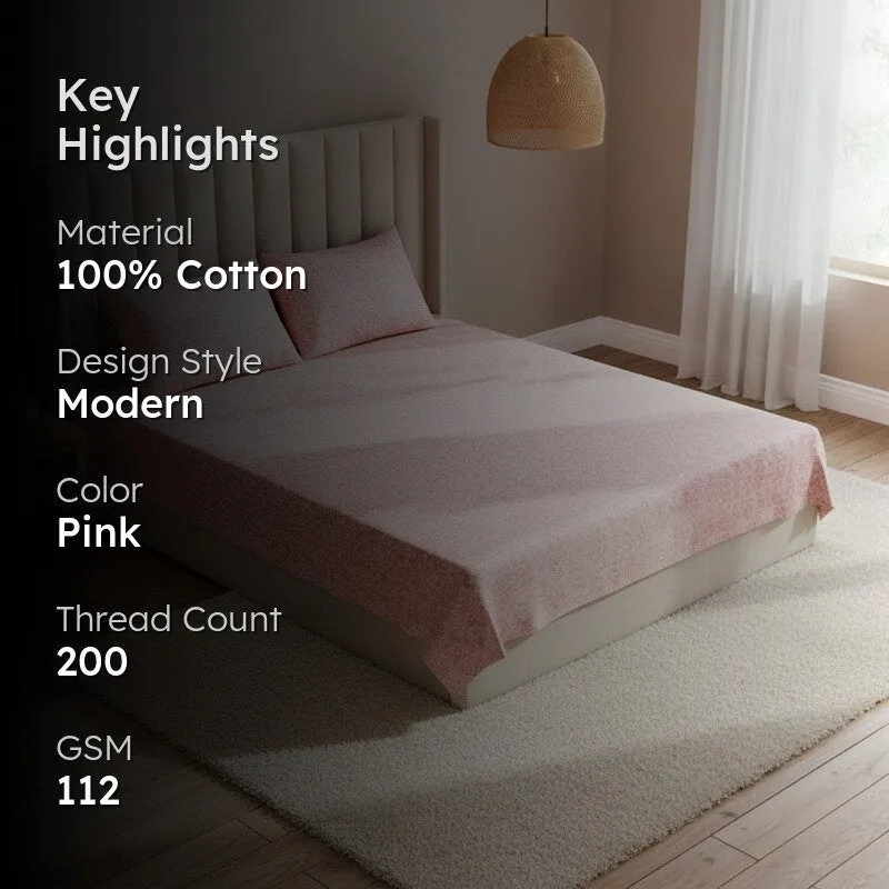 Caravel Floral Cotton Bedsheet (Pink) - 200 TC media 2