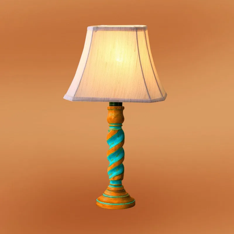 Elara Rivo Wooden Table Lamp - OffWhite media 6
