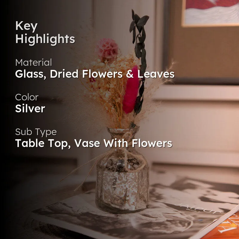 Decorative Glass Vase with Dried Flowers media 2