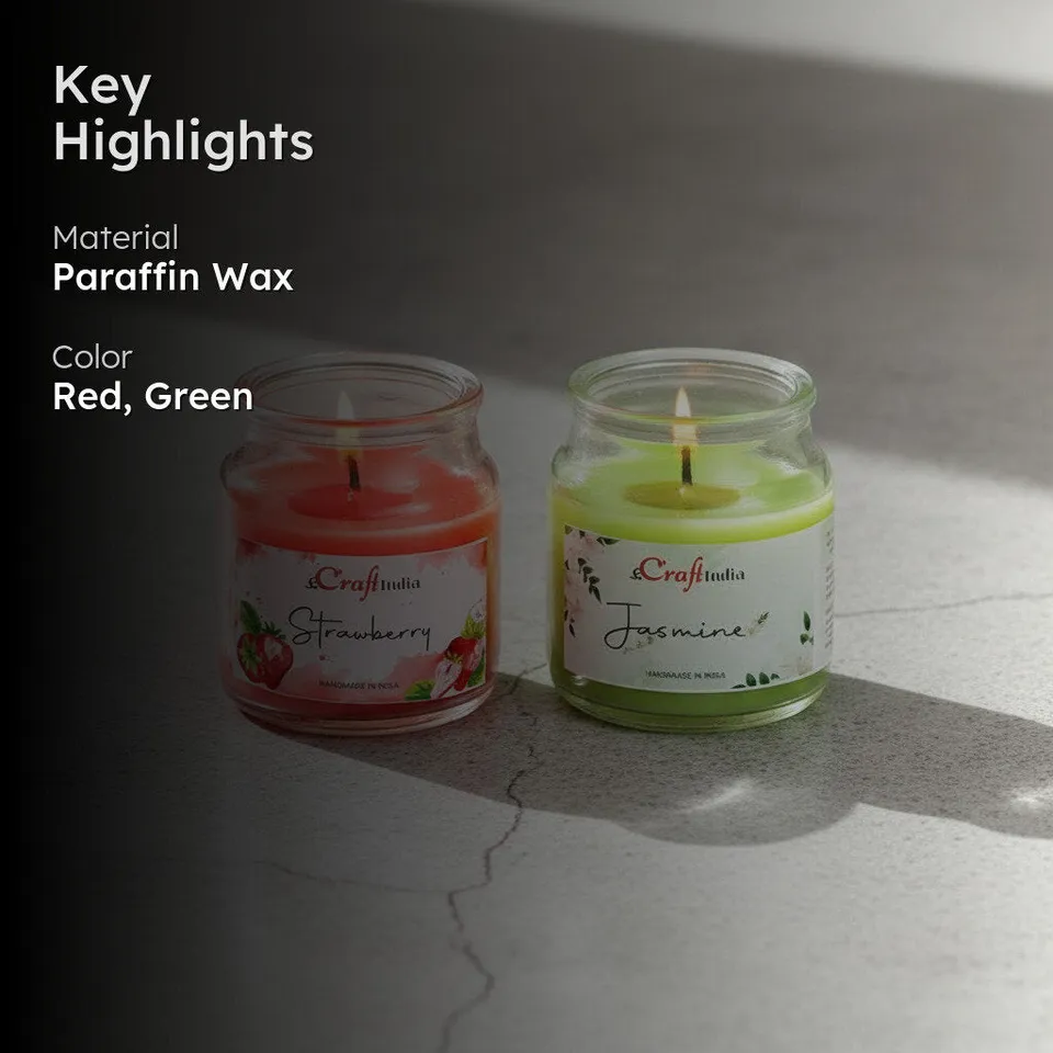 Strawberry & Jasmine Scented Jar Candle - Set Of Two media 2