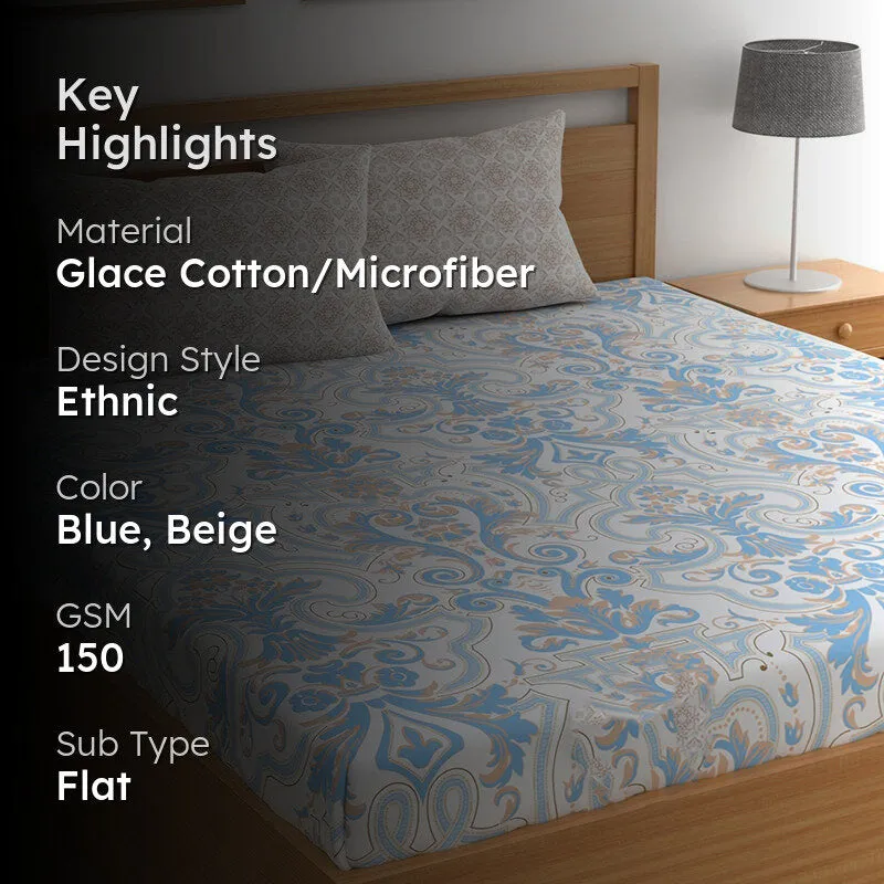 Audrey I Microfiber Microfiber Bedsheet (Blue) - 150 GSM media 2