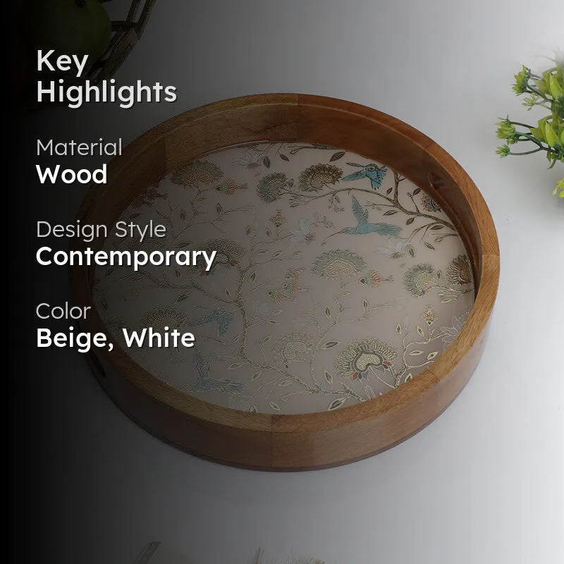 Blossom Glow Round Wooden Serving Tray media 2