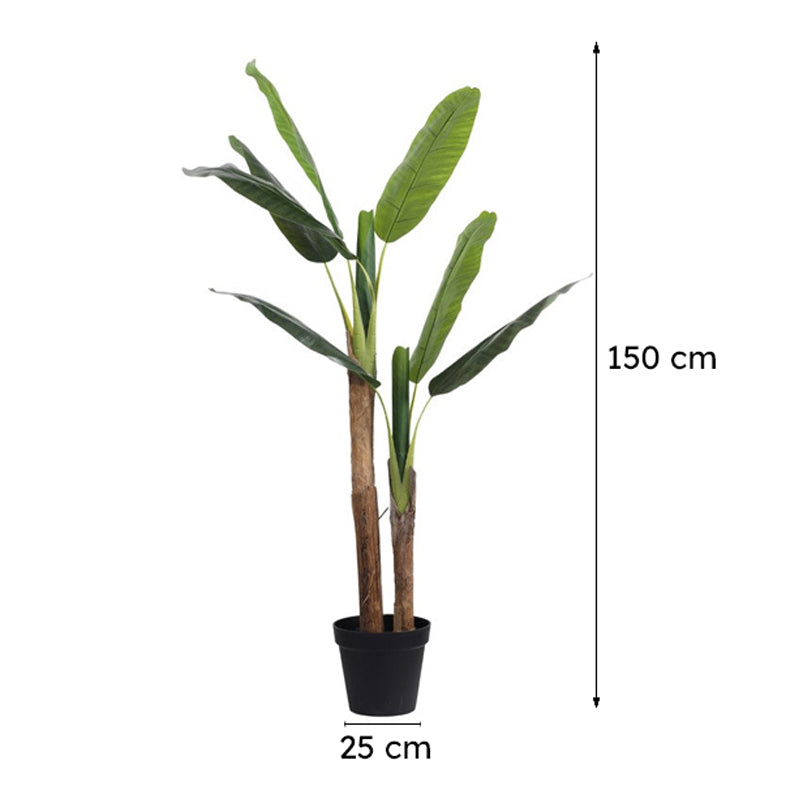 Artificial Banana Plant With Black Plastic Pot - 5 ft media 10