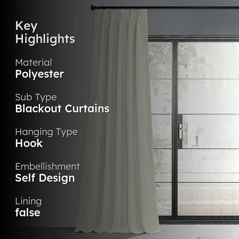 Noir Triple Pinch Pleat Blackout Curtain - Ivory media 2