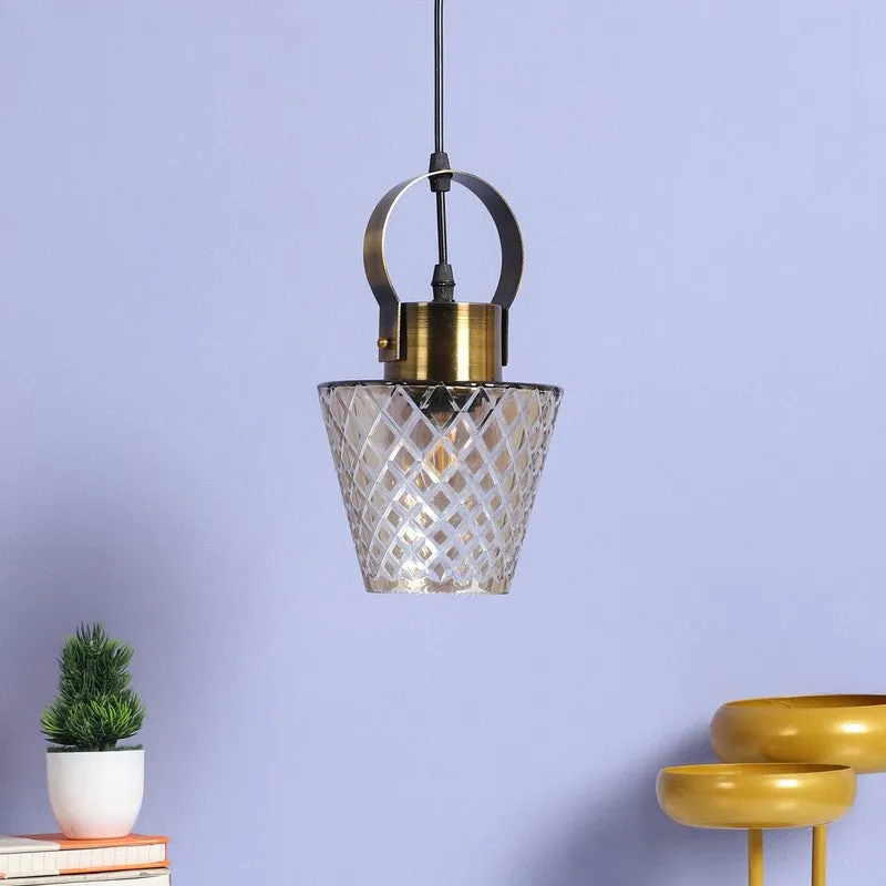 Antiqued Hoop Glass Ceiling Lamp - Gold media 3