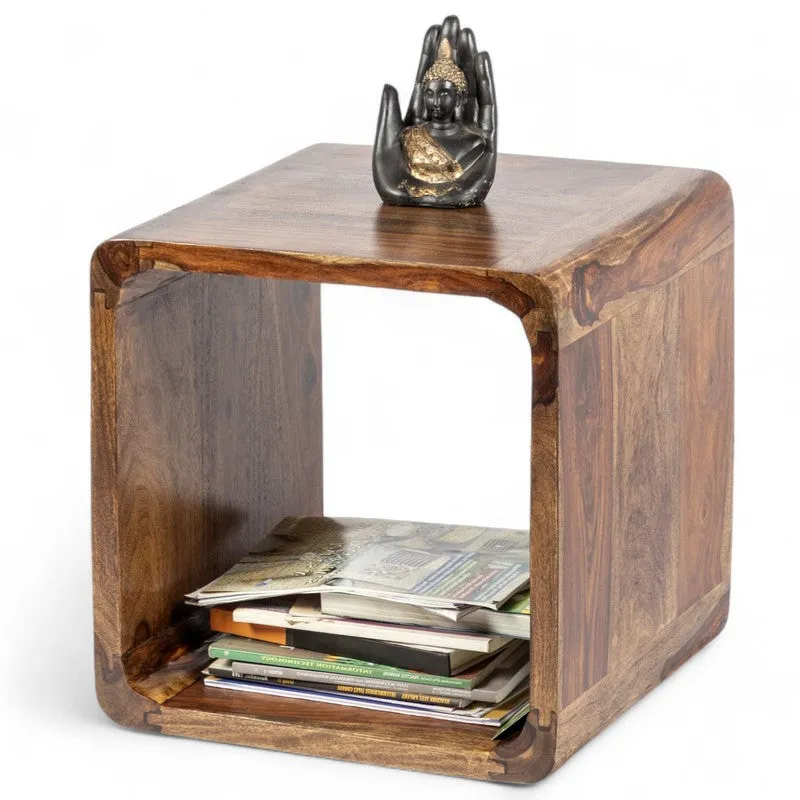 Overox Sheesham Wooden Side & Bedside Table - Brown media 5