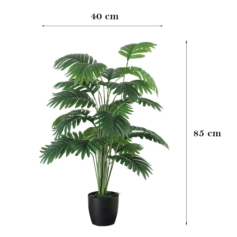 Faux Green Areca Artificial Palm Plant With Black Plastic Pot - 2.79 ft media 8